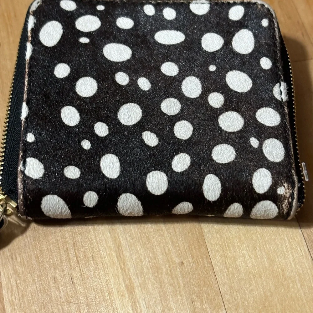 Henri Bendel  animal Print Leather Cowhide Wallet. Carlyle mini haircalf
